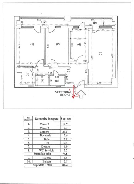 Unirii, 3 camere, et. 1, reper Tribunal.